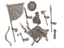 Load image into Gallery viewer, Dwarves - Mountain Goat Riders Banner bearer, The Dwarfs of The Mountains, for Lotr, modular customisable posable Medbury miniatures
