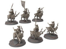 Load image into Gallery viewer, Dwarves - Mountain Goat Riders Banner bearer, The Dwarfs of The Mountains, for Lotr, modular customisable posable Medbury miniatures
