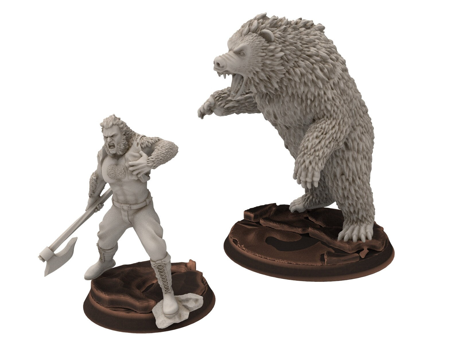 Bearnings - Bearn human and Bear form, Middle rings miniatures for wargame D&D, Lotr...