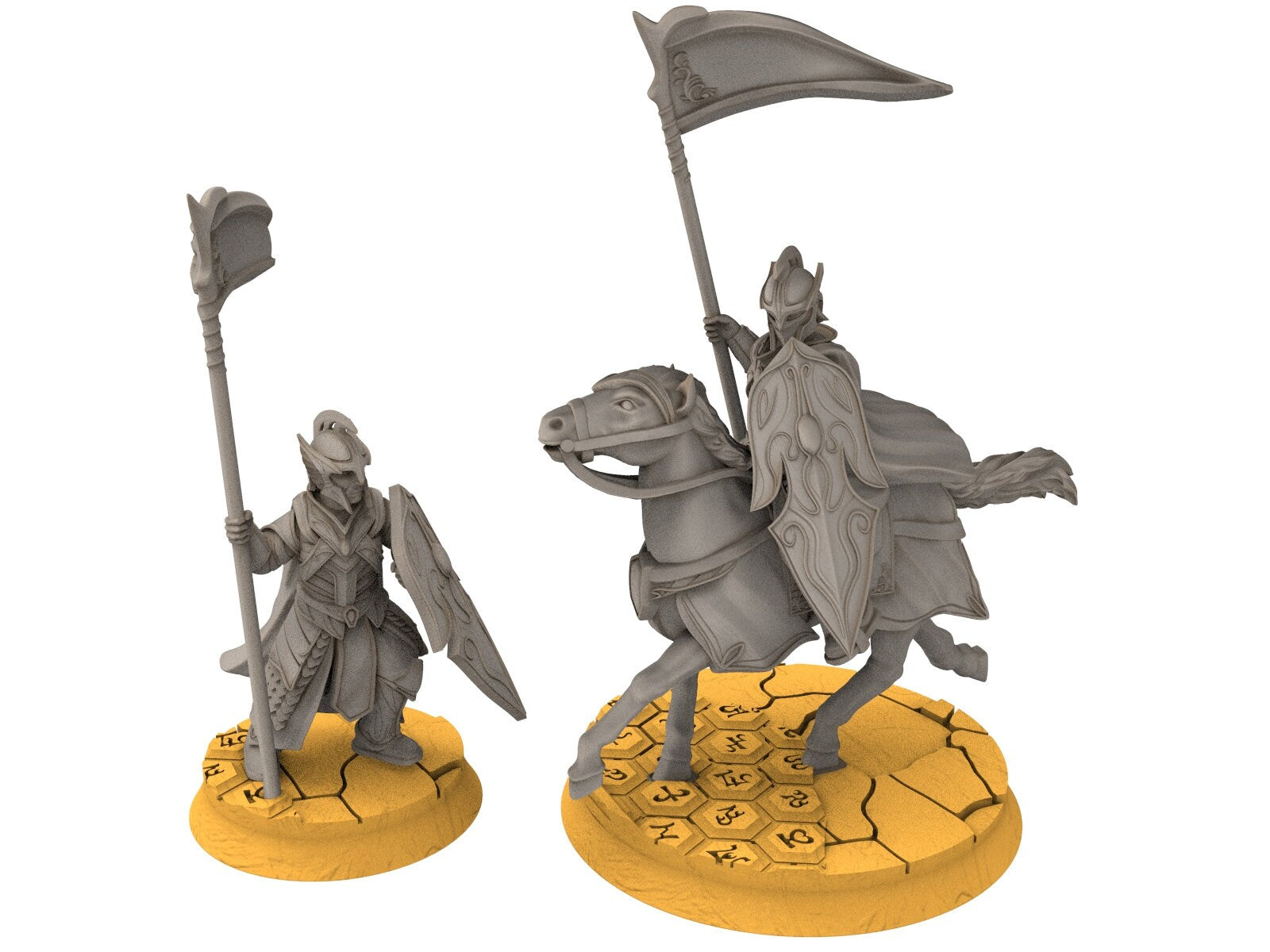 Rivandall - Banner bearer Elf, Last elves from the West, Middle rings for wargame D&D, Lotr... Modular convertible miniatures Quatermaster3D