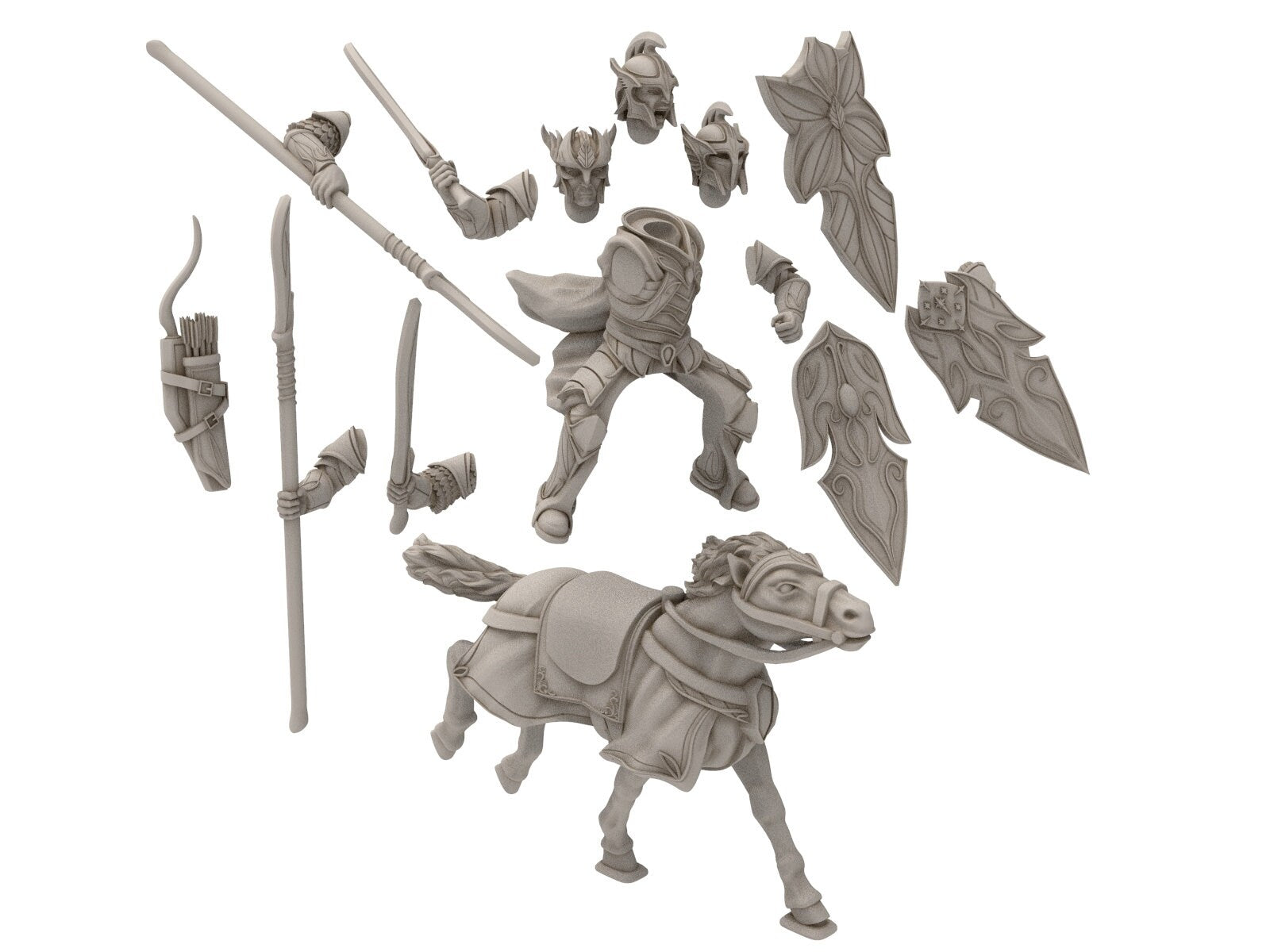 Rivandall - Light Cavalry Elf, Last elves from the West, Middle rings for wargame D&D, Lotr... Modular convertible miniatures Quatermaster3D