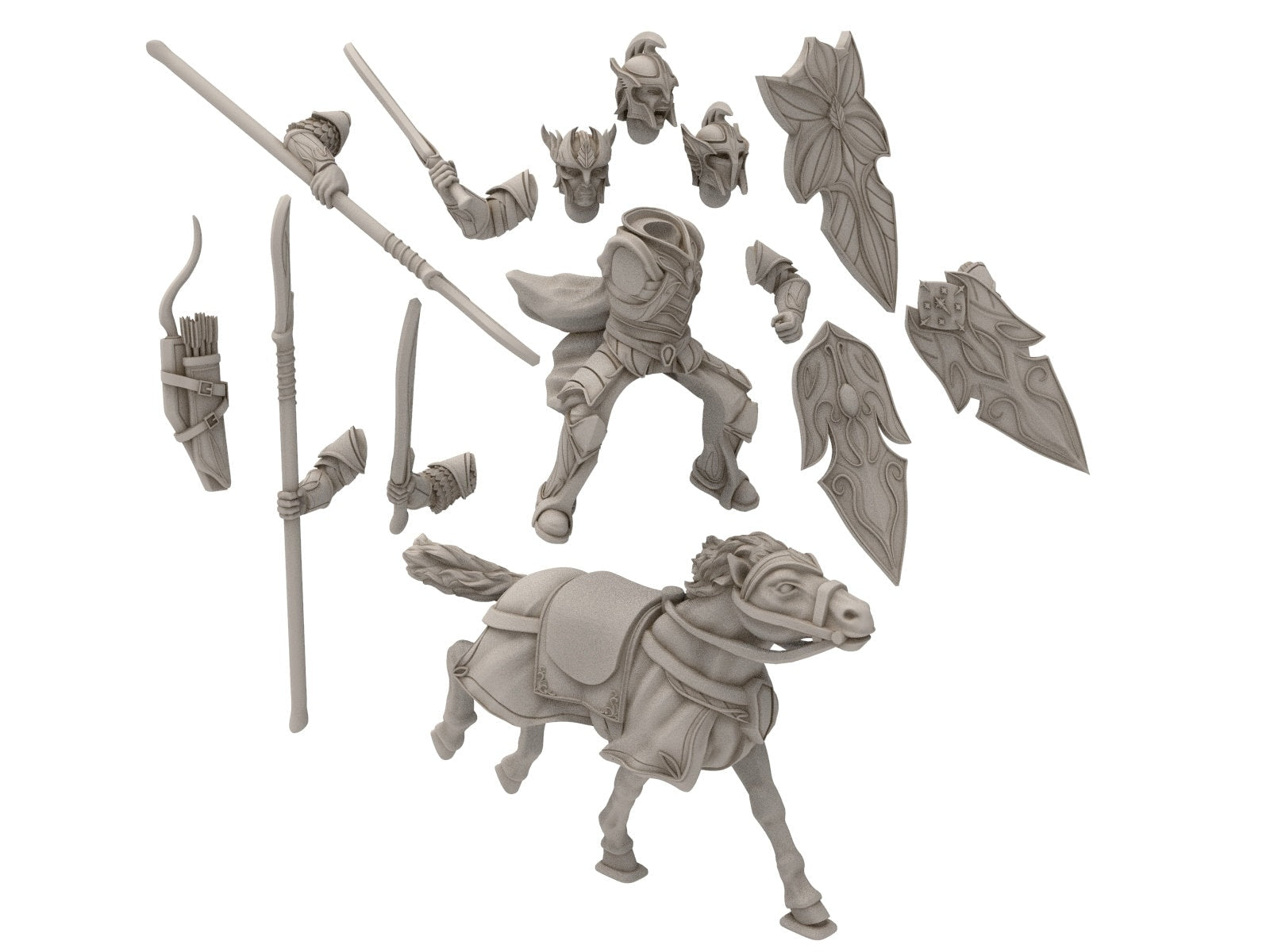 Rivandall - Heavy Cavalry Elf, Last elves from the West, Middle rings for wargame D&D, Lotr... Modular convertible miniatures Quatermaster3D