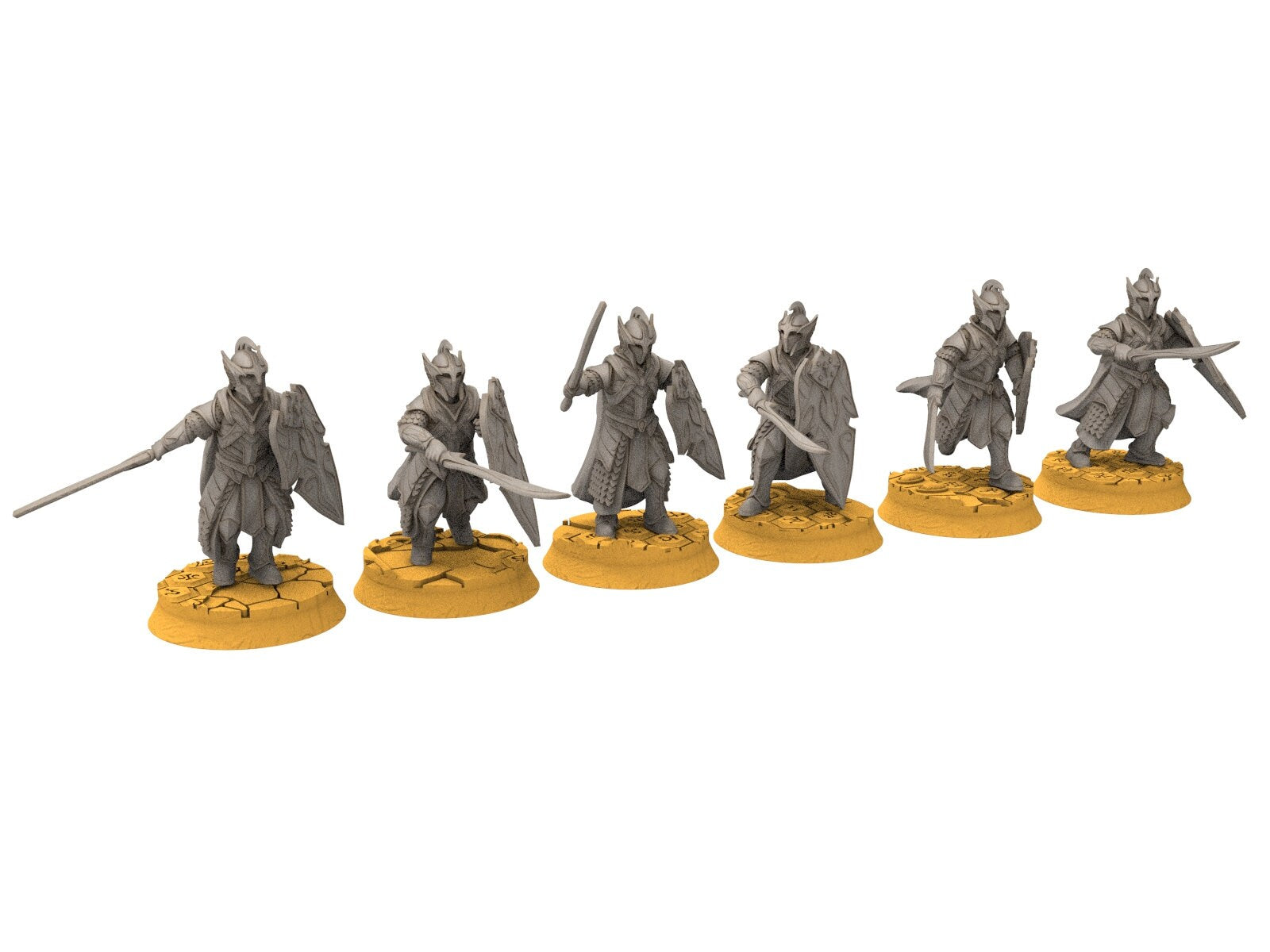 Rivandall - Kingguard Spearmen, elves from the West, Middle rings for wargame D&D, Lotr... Modular convertible miniatures Quatermaster3D