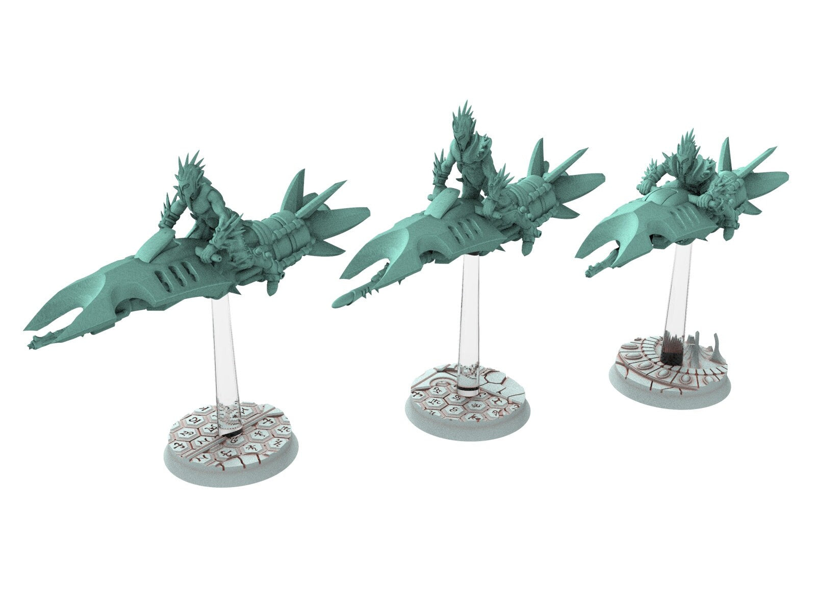 Dark city - x4 Jetbike riders arena cult warriors Dark elves raiders eldar drow, Modular convertible 3D printed miniatures