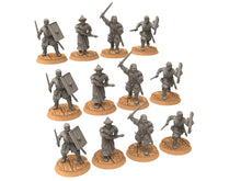 Load image into Gallery viewer, Lakecity - Torgorod Milita Swordman, Lake, dragon, Misty Mountains, Town miniatures for wargame D&amp;D, Lotr... Medbury miniatures
