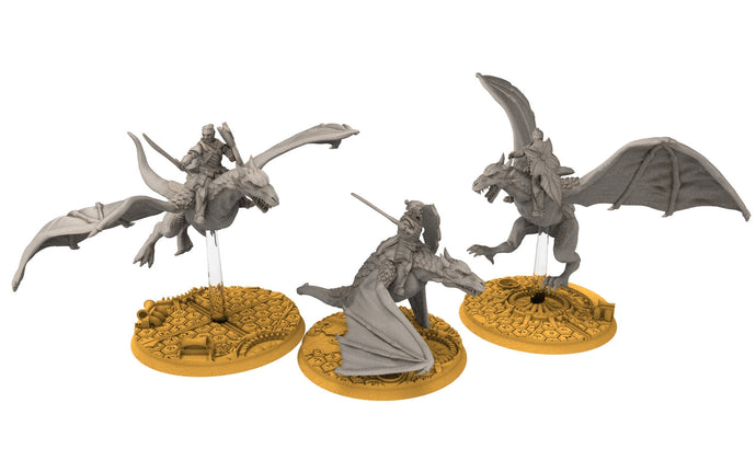 Darkwood - Wyvern riders wih swords, Middle rings for wargame D&D, Lotr... Personnalisable Modular convertible miniatures Quatermaster3D