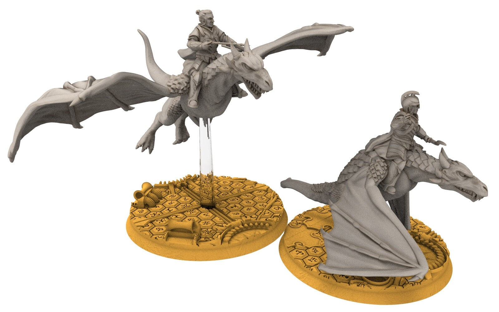 Darkwood - Wyvern riders wih swords, Middle rings for wargame D&D, Lotr... Personnalisable Modular convertible miniatures Quatermaster3D