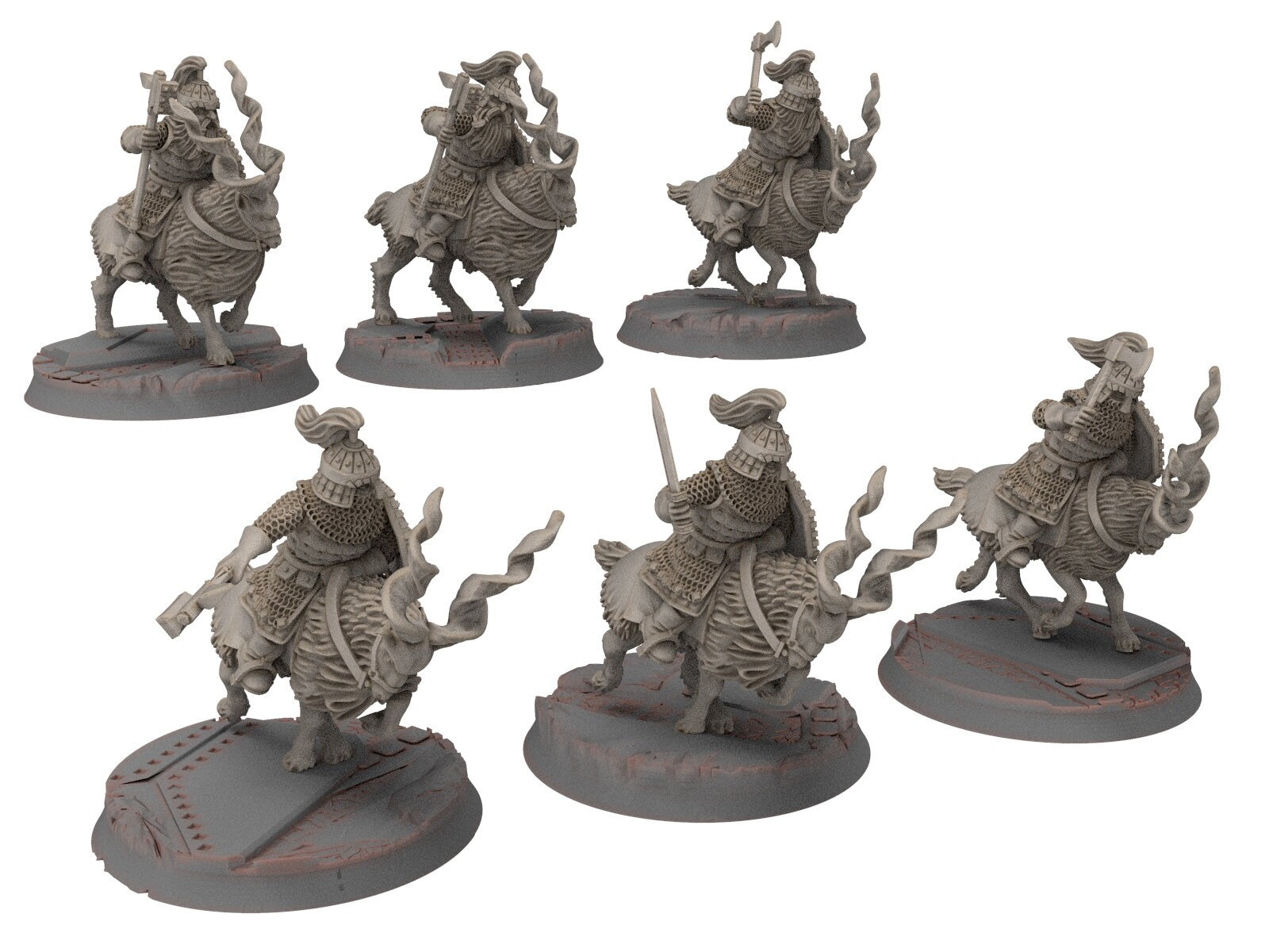 Dwarves - Mountain Goat Riders with Axe Hammer, The Dwarfs of The Mountains, for Lotr, modular customisable posable Medbury miniatures