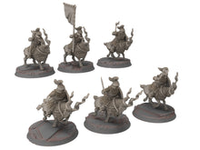 Load image into Gallery viewer, Dwarves - Mountain Goat Riders Banner bearer, The Dwarfs of The Mountains, for Lotr, modular customisable posable Medbury miniatures
