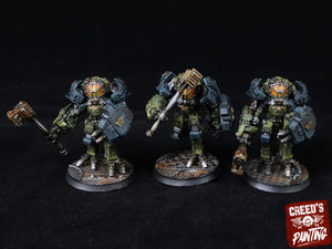 Rundsgaard - Orcus Exosuits, imperial infantry, post-apocalyptic empire, usable for tabletop wargame.