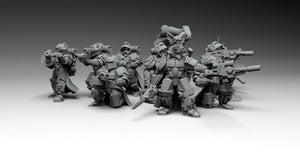 Imperial Army -Storm Troopers Heavy Weapons, imperial infantry, post apocalyptic empire, modular miniatures usable for tabletop wargame.