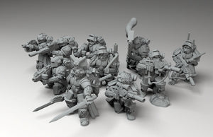 Imperial Army -Storm Troopers Heavy Weapons, imperial infantry, post apocalyptic empire, modular miniatures usable for tabletop wargame.