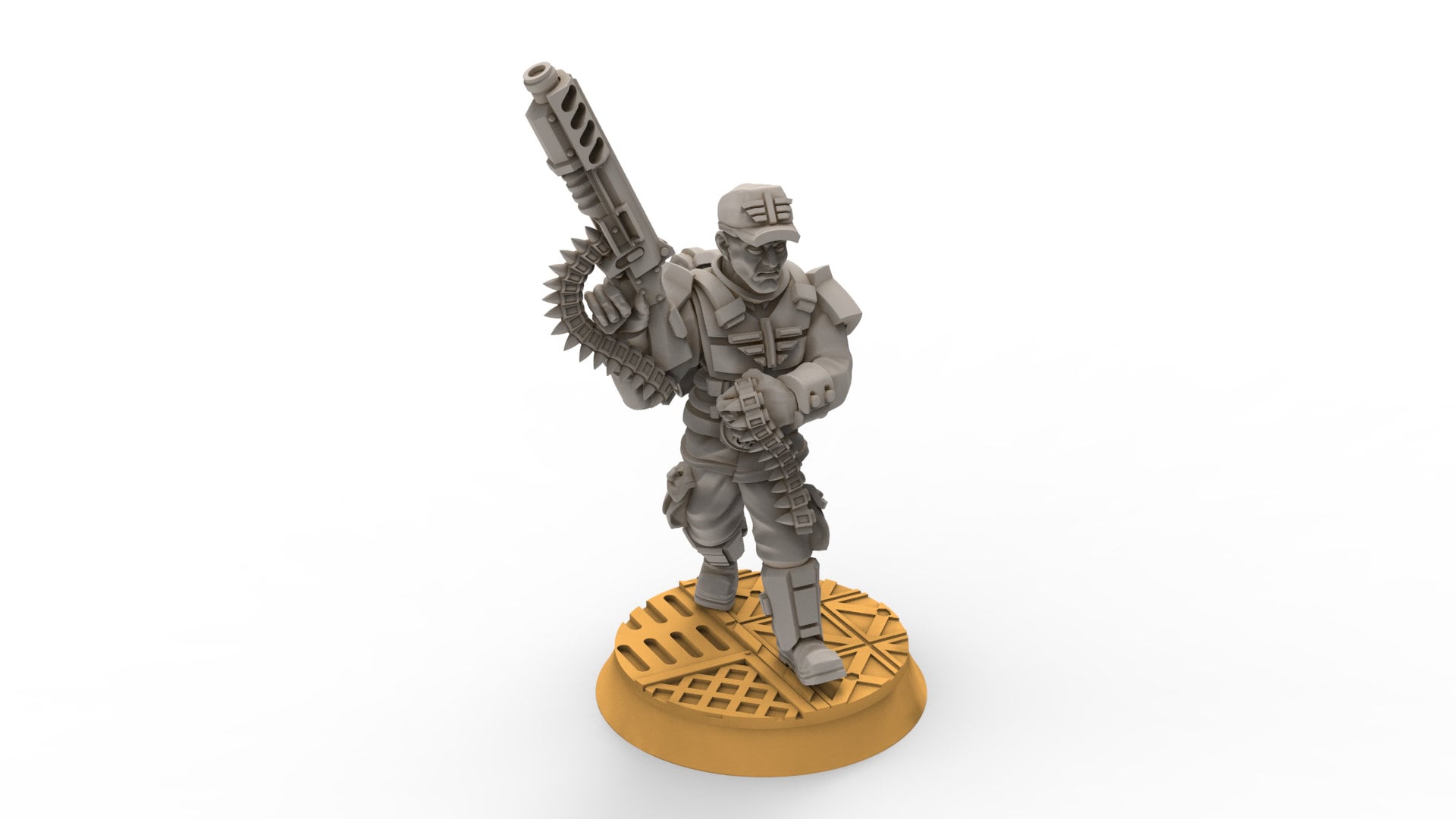 Rundsgaard - Sergeant with Machine Gun, imperial infantry, post-apocalyptic empire, usable for tabletop wargame.