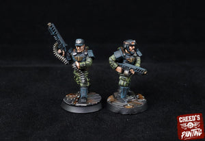 Rundsgaard - Sergeant with Machine Gun, imperial infantry, post-apocalyptic empire, usable for tabletop wargame.