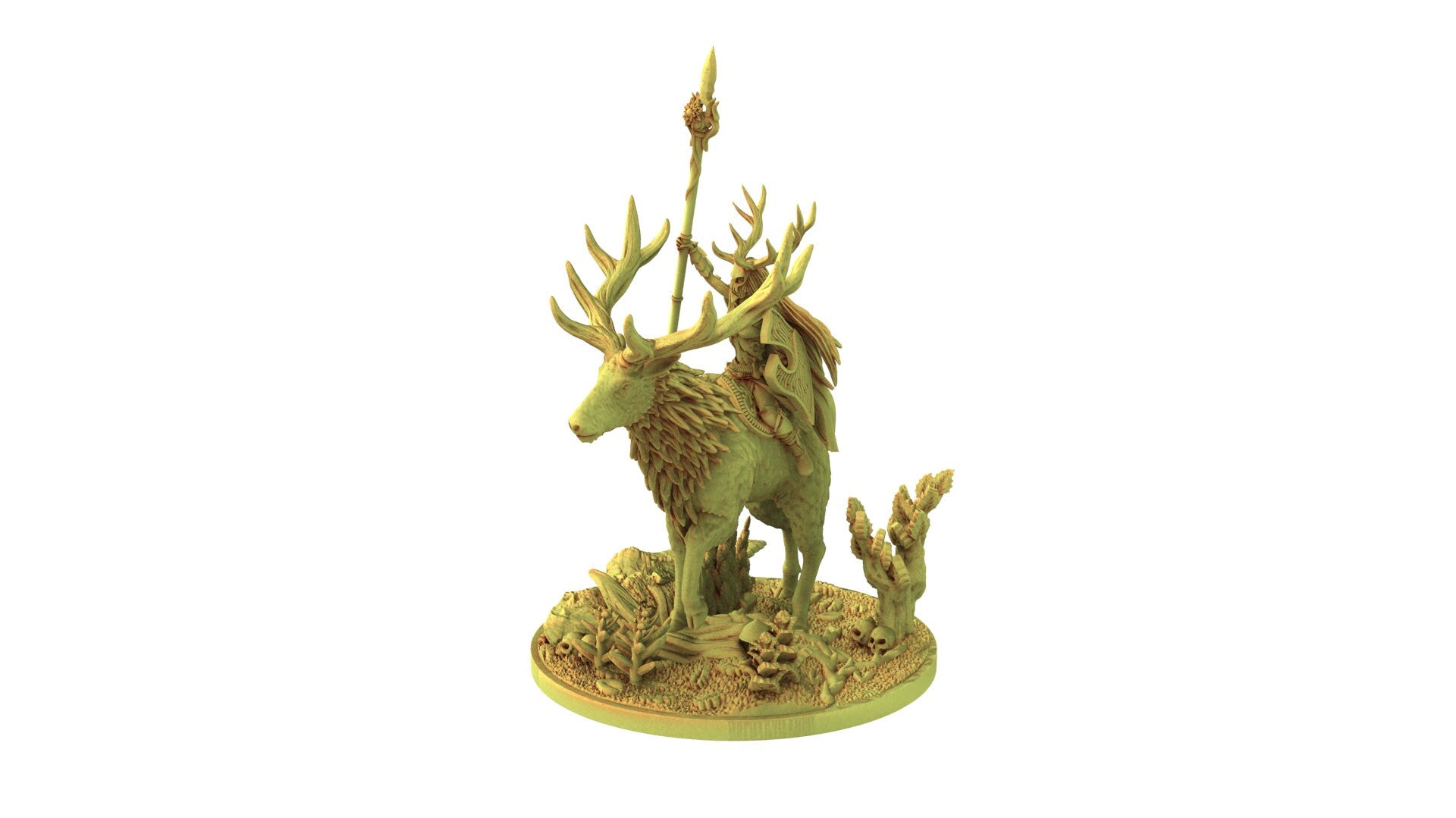 Sylvan Elves - Lord on deer with spear, forest keeper, nature's defender