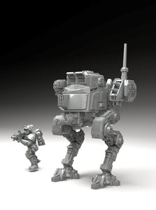 Imperial Army - Vibora patrol bipedal vehicles option Heavy Weapons, post apocalyptic empire, modular miniature usable for tabletop wargame.