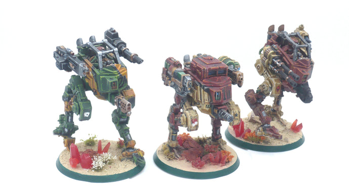 Imperial Army - Vibora patrol bipedal vehicles option Heavy Weapons, post apocalyptic empire, modular miniature usable for tabletop wargame.