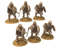 Load image into Gallery viewer, Vendel Era - Spearmen, Warriors Warband, Germanic Tribe, 7 century, miniatures 28mm, Infantry for wargame Historical... Medbury miniature
