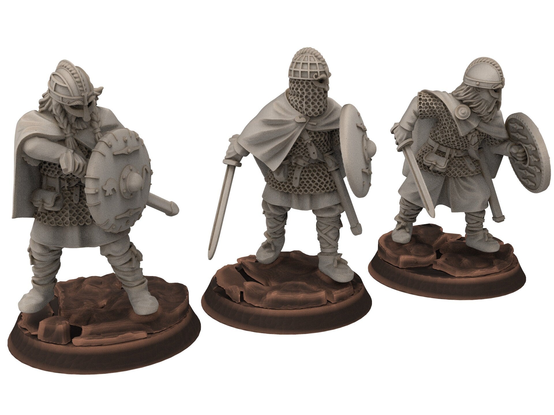 Wildmen - Wildmen heavy infantry Captain, shields, Dun warriors warband, Middle rings miniatures for wargame D&D, Lotr... Medbury miniatures