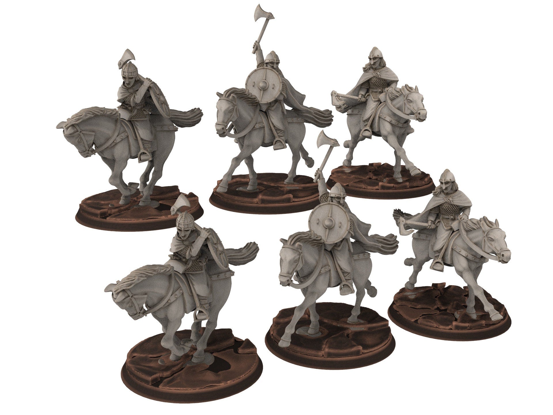 Rohan - Hengstland Mounted Shield Maidans, marksman Knight of Rohan, the Horse-lords, rider of the mark, minis for wargame D&D, Lotr...