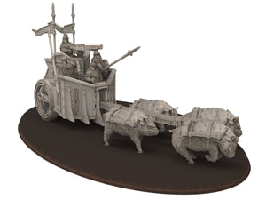 Dwarves - Silver Goat Dwarves Chariot, The Dwarfs of The Mountains, for Lotr, davale games miniatures