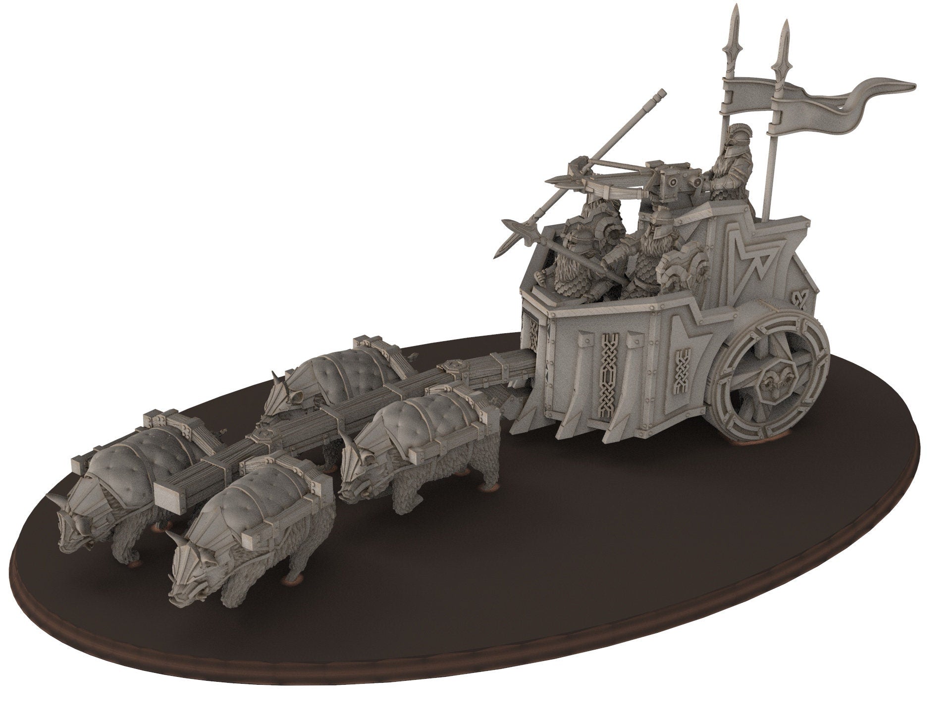 Dwarves - Silver Goat Dwarves Chariot, The Dwarfs of The Mountains, for Lotr, davale games miniatures