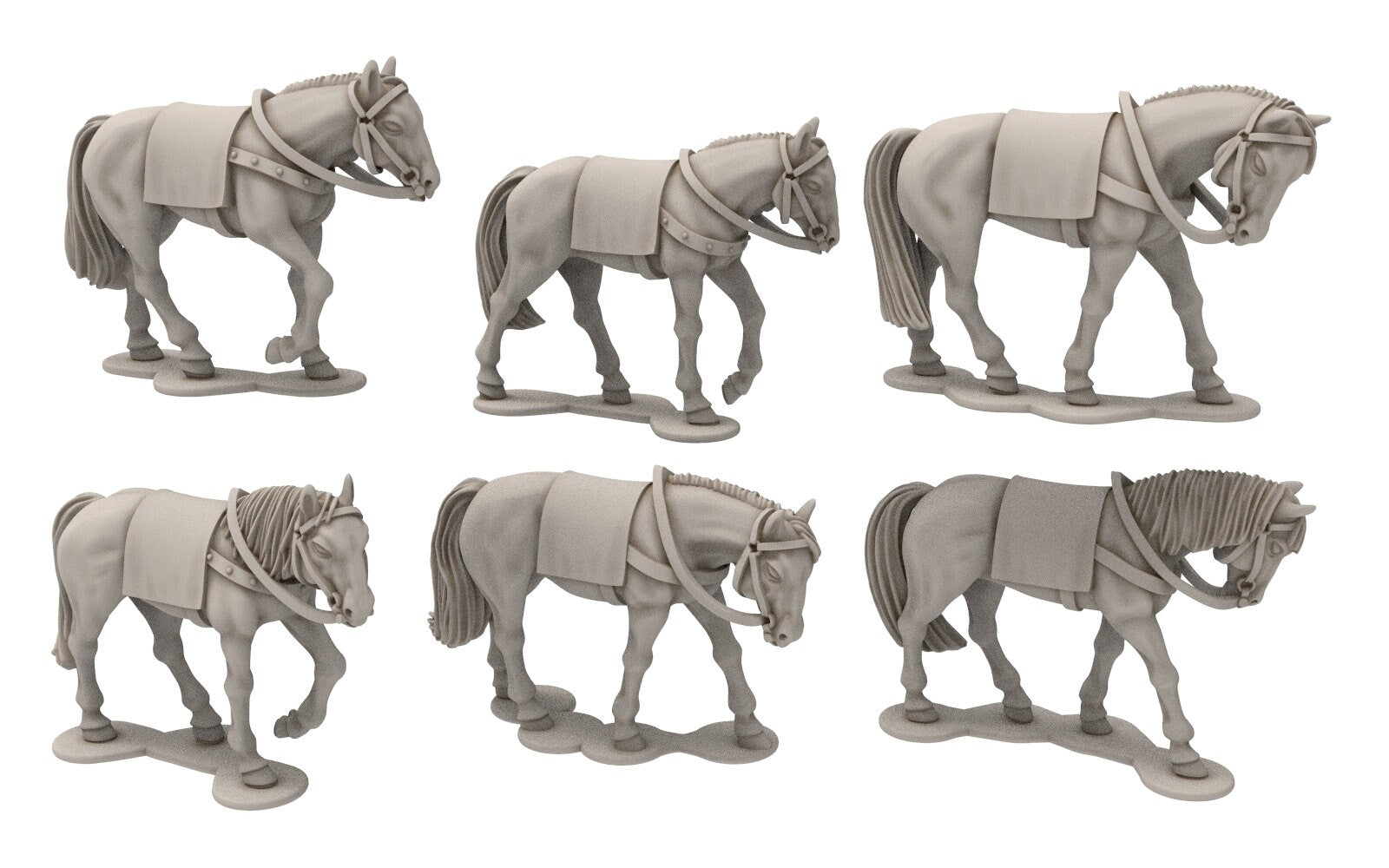 Gandor - Horses for the Citadel guard, 4 poses Defender of the city wall, miniature for wargame D&D, Lotr... Medbury miniatures