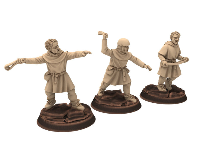 Medieval - Peasant Levy Slingers, 9th 10th 11th 12th 13th century Generic Levy, 28mm Historical Wargame, Saga... Medbury miniatures