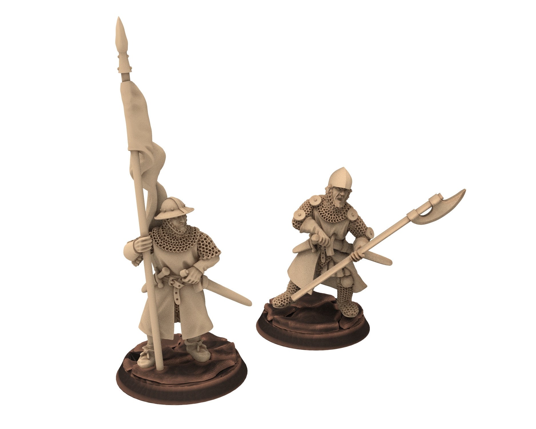 Medieval - Halberdier Captain, 13th century Generic men at arms Medieval soldiers, 28mm Historical Wargame, Saga... Medbury miniatures