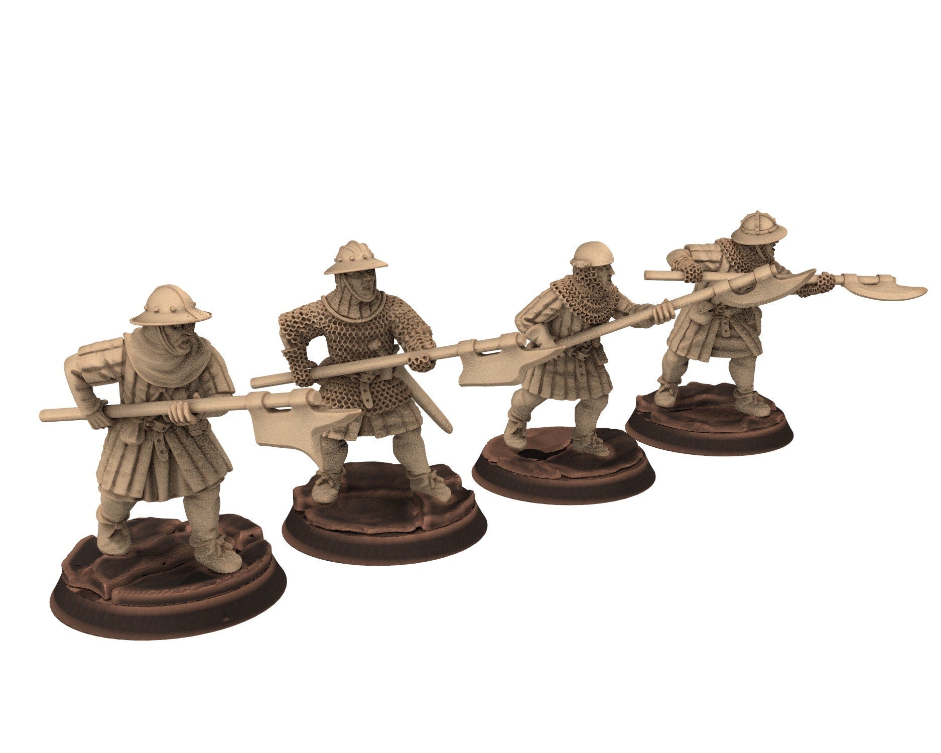 Medieval - Halberdier full unit, 13th century Generic men at arms Medieval soldiers, 28mm Historical Wargame, Saga... Medbury miniatures