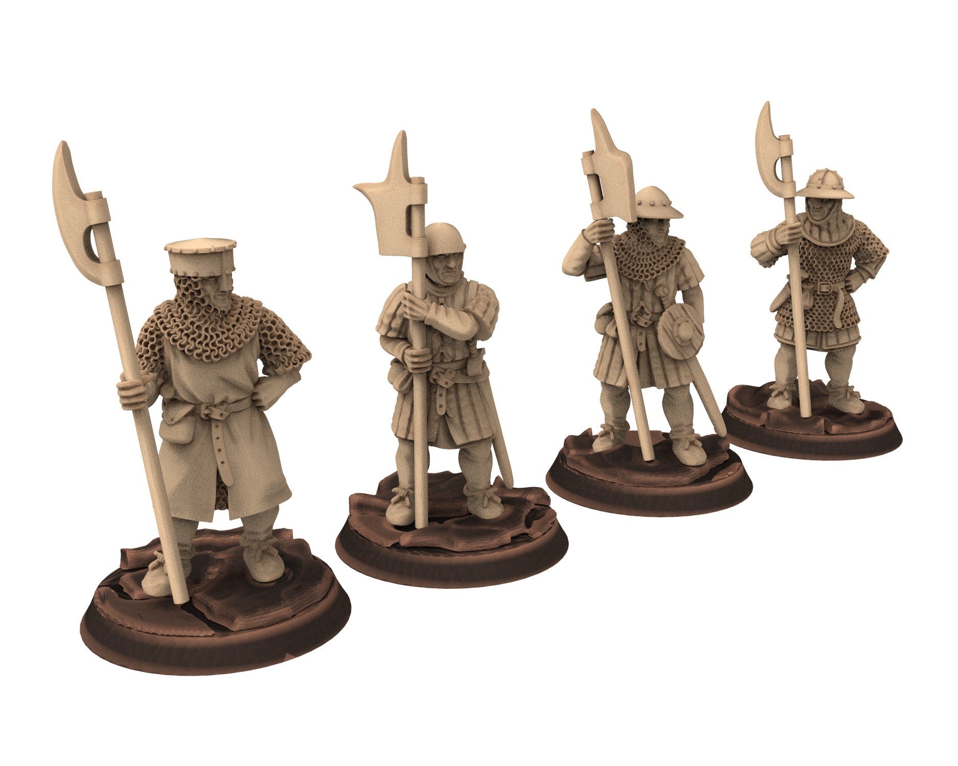 Medieval - Halberdier full unit, 13th century Generic men at arms Medieval soldiers, 28mm Historical Wargame, Saga... Medbury miniatures