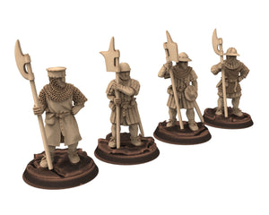 Medieval - Halberdier Captain, 13th century Generic men at arms Medieval soldiers, 28mm Historical Wargame, Saga... Medbury miniatures