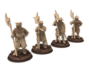 Medieval - Halberdier at march, 13th century Generic men at arms Medieval soldiers, 28mm Historical Wargame, Saga... Medbury miniatures