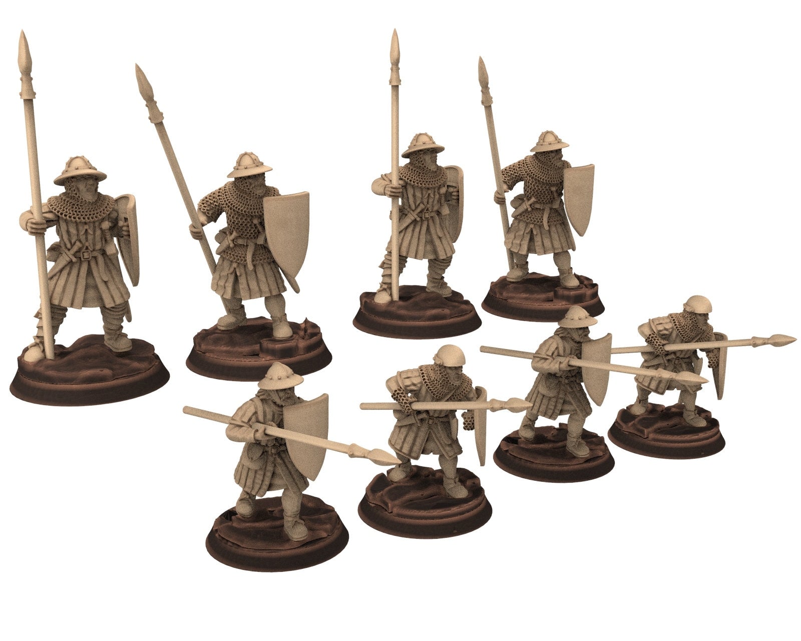 Medieval - Men-at-arms, Spearmen 12 to 15th century, Medieval soldiers 100 Years War, 28mm Historical Wargame, Saga... Medbury miniatures