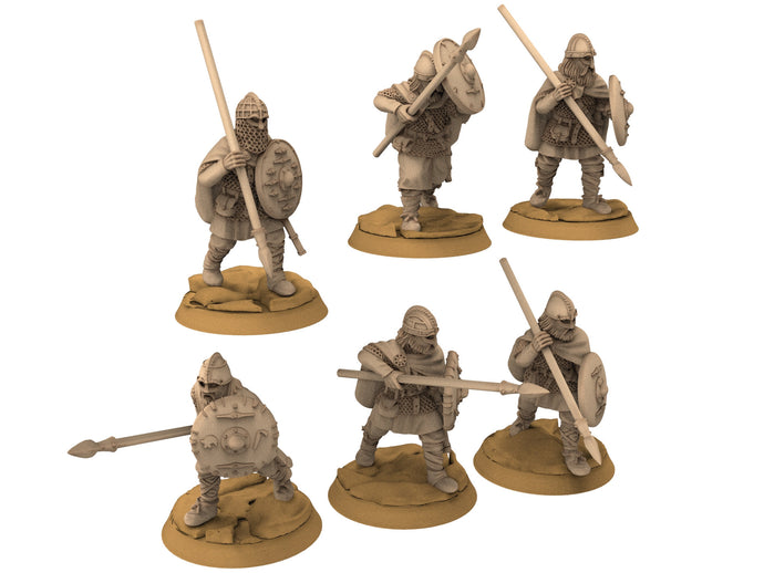 Vendel Era - Spearmen, Warriors Warband, Germanic Tribe, 7 century, miniatures 28mm, Infantry for wargame Historical... Medbury miniature