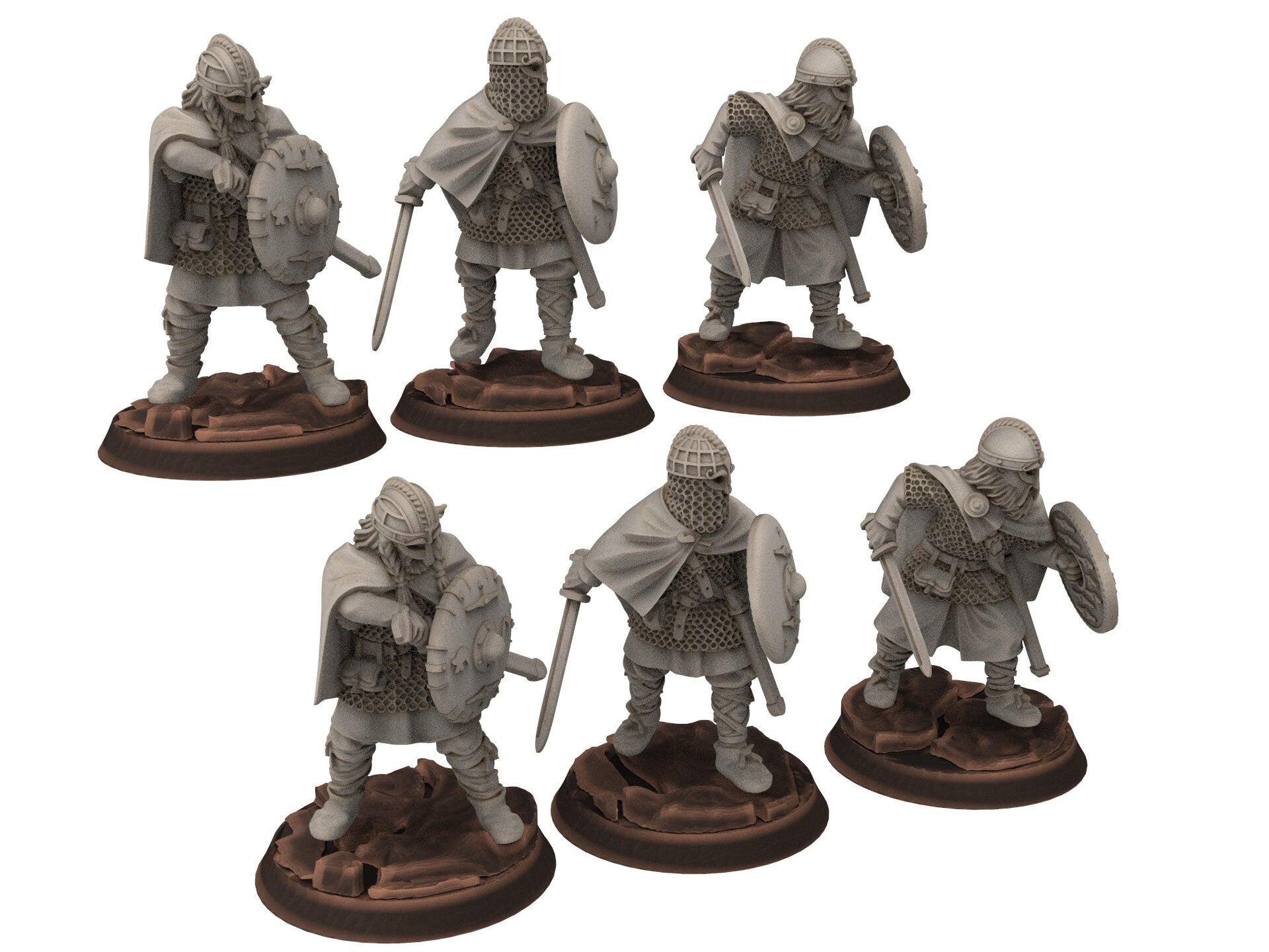 Wildmen - Wildmen heavy infantry spears, shields, Dun warriors warband, Middle rings miniatures for wargame D&D, Lotr... Medbury miniatures