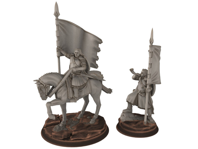 Ornor - Grey Castle Captain Rangers of the lost kingdom of the north, Banner Protectors of the shire, miniatures for wargame D&D, Lotr...