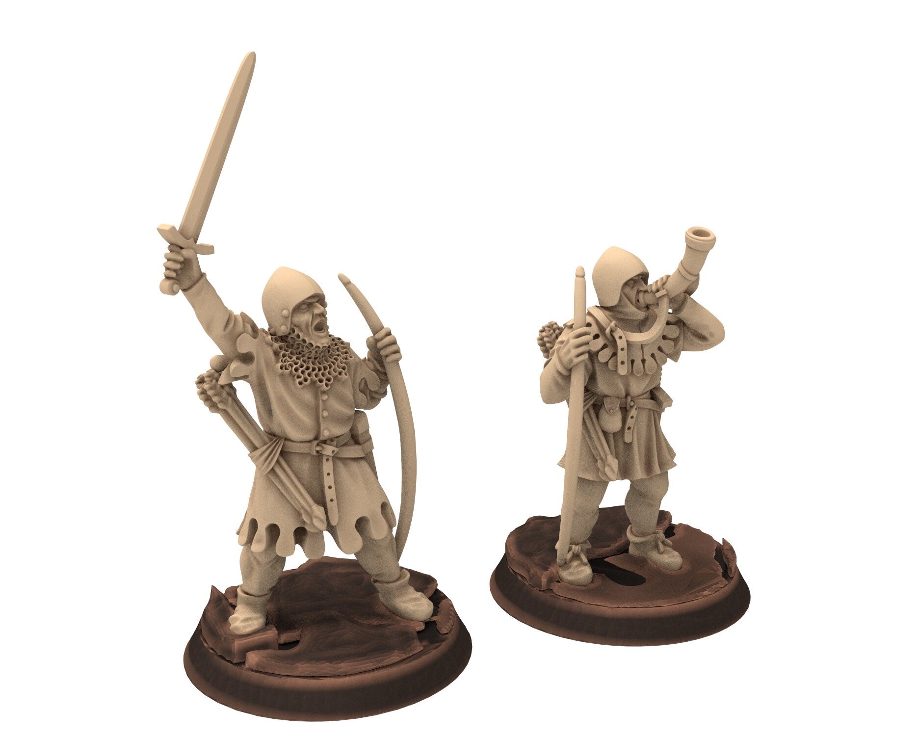 Medieval - Bowmen Captain, 11 to 15th century, Generic Medieval ranged archers longbow, 28mm Historical Wargame, Saga... Medbury miniatures