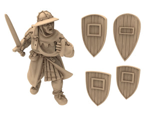 Medieval - 32mm - Arthur Men-at-arms on foot, Army bundle 12 to 15th century, Middle age, Historical/fantasy Wargame... Medbury miniatures