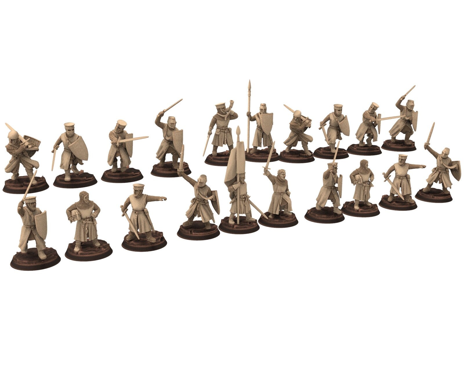 Medieval - Noble Knights foot fighting, 13th century Generic Medieval Knights, 28mm Historical Wargame, Saga... Medbury miniatures