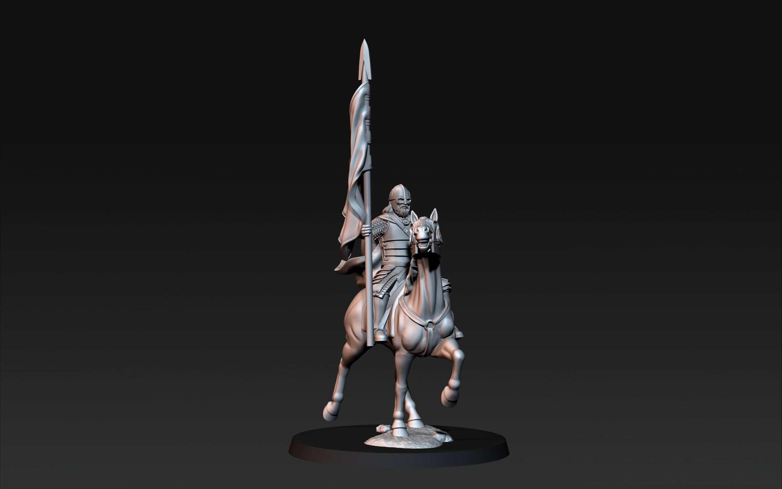 Rohan - West Human on Horse with Banner, Knight of Rohan, the Horse-lords, rider of the mark, minis for wargame D&D, Lotr...