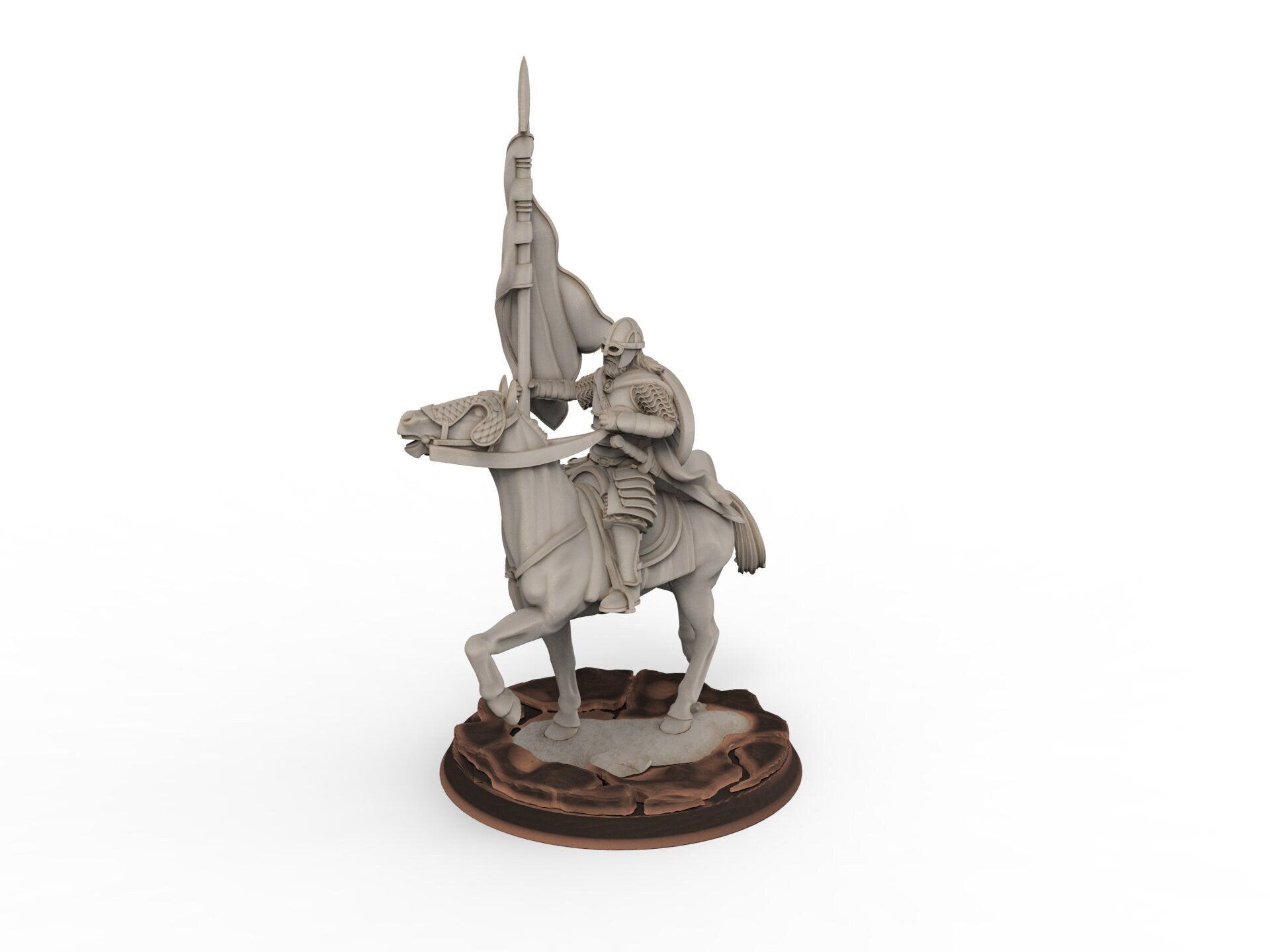 Rohan - West Human on Horse with Banner, Knight of Rohan, the Horse-lords, rider of the mark, minis for wargame D&D, Lotr...