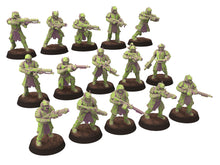 Charger l&#39;image dans la galerie, Harbingers of darkness - Heretic Cultist Riflemen infantry - Full Platoon - Siege of Vos-Phorax, Quartermaster3D wargame modular miniatures
