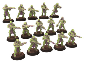 Harbingers of darkness - Heretic Cultist Riflemen infantry - Full Platoon - Siege of Vos-Phorax, Quartermaster3D wargame modular miniatures