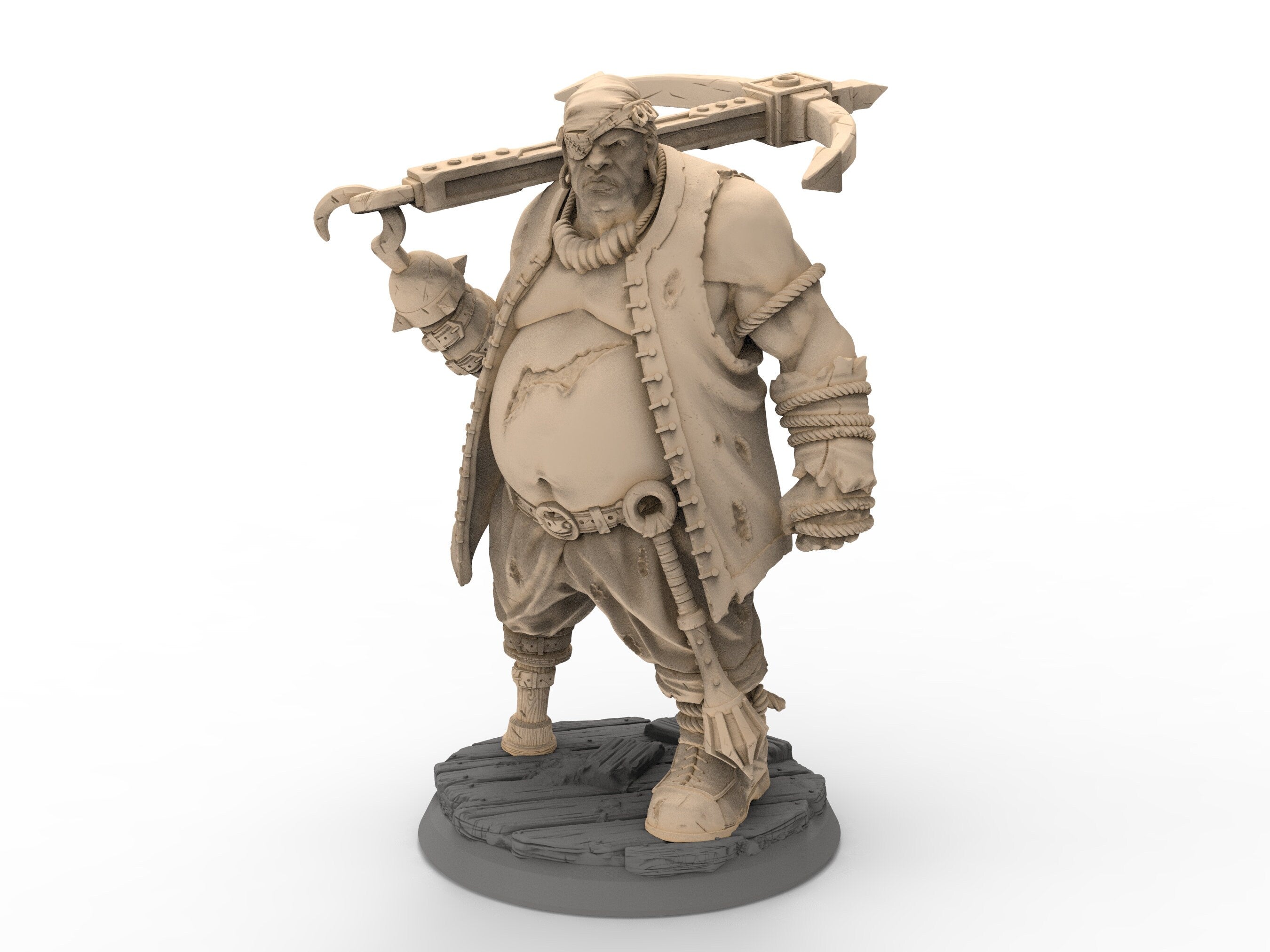 Humans - Captain Glarald 'Mad Eye' ,Human Gambler Pirate Sailor for Wargames, Pathfinder, Dungeons & Dragons and other TTRPG.