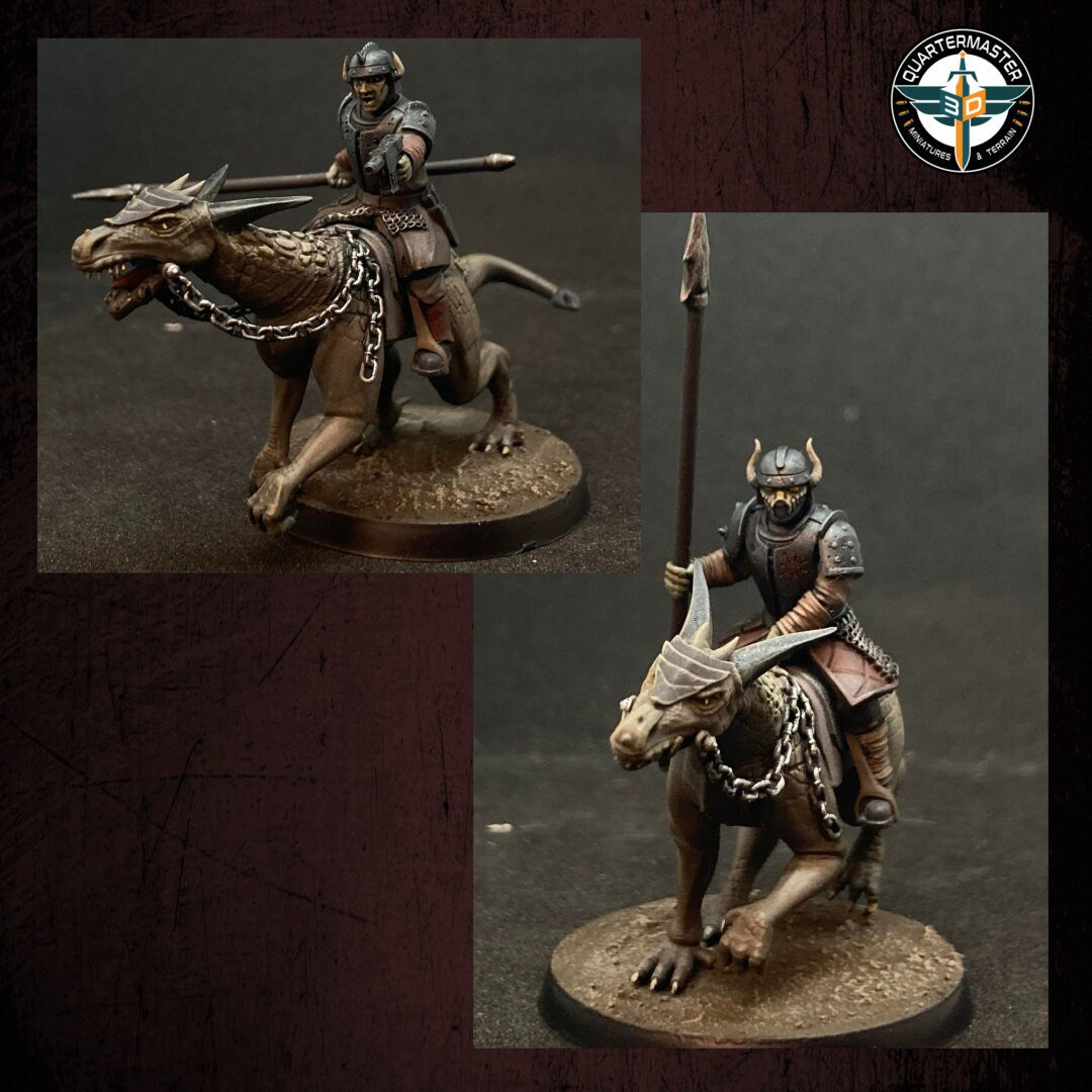 Harbingers of darkness - Heretic Cultist Lezard riders - Cavalry officer - Siege of Vos-Phorax, Quartermaster3D wargame modular miniatures