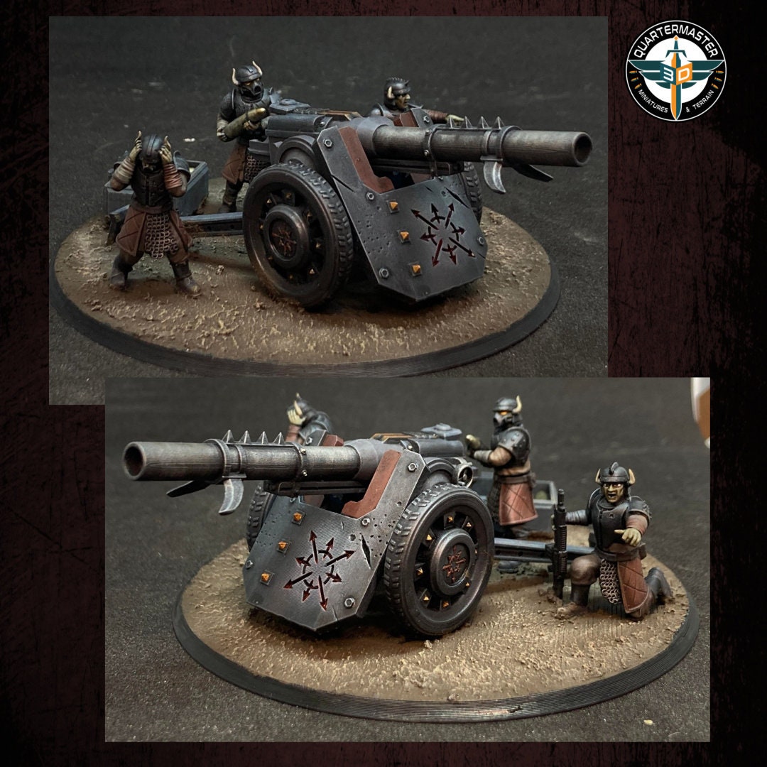 Harbingers of darkness - Heretic Cultist Heavy laser Canon - Artillery - Siege of Vos-Phorax, Quartermaster3D wargame modular miniatures