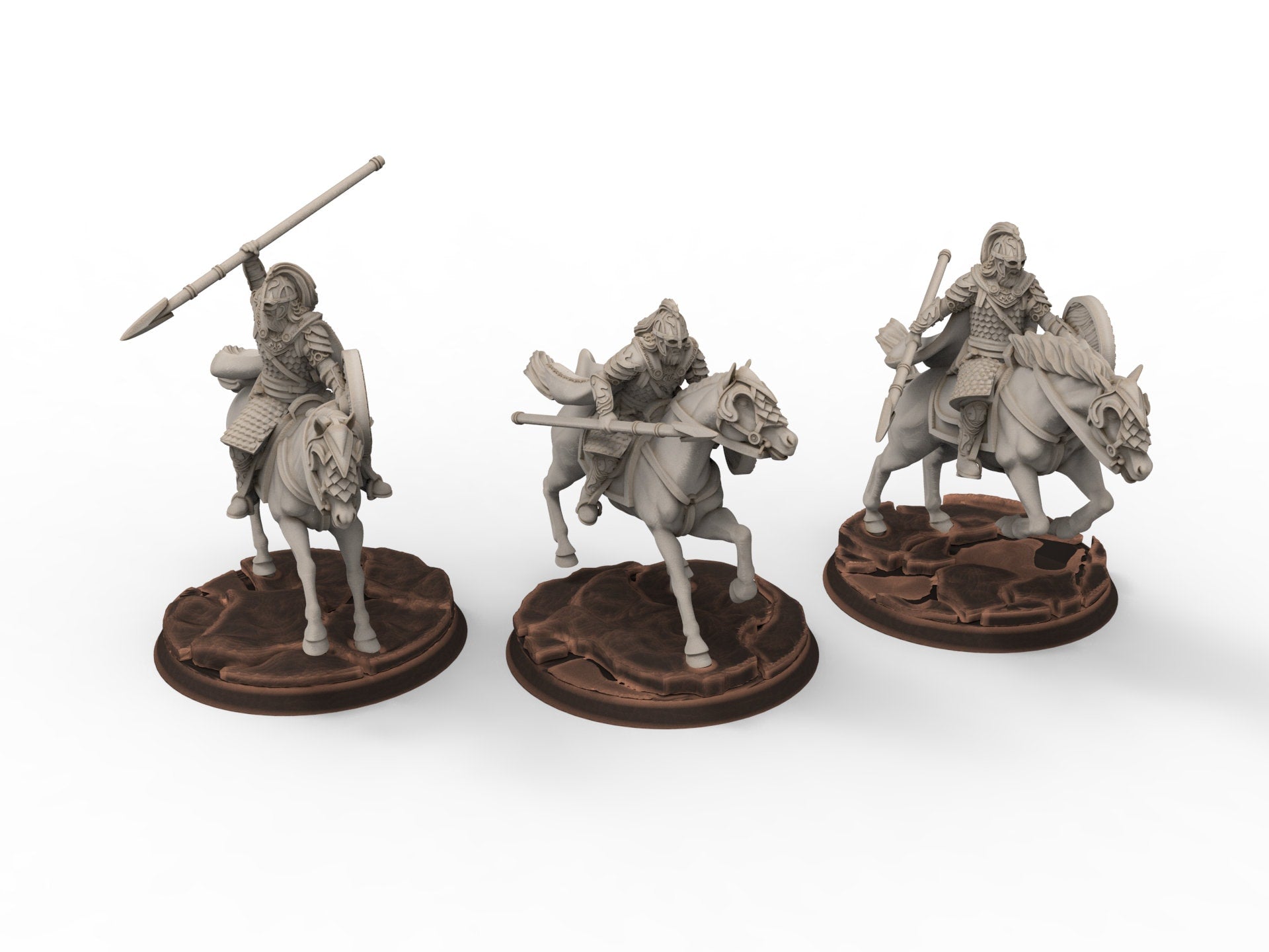 Rohan - West Human Royal Guard Mounted, Knight of Rohan, the Horse-lords, rider of the mark, minis for wargame D&D, Lotr...