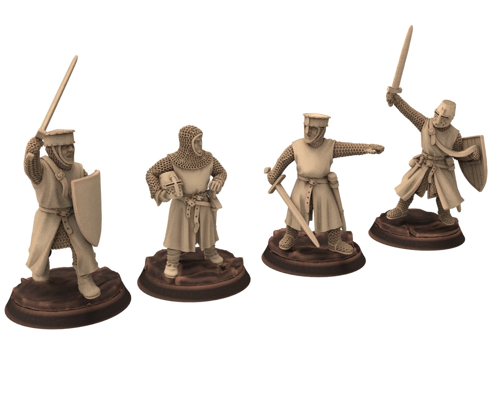 Medieval - Noble Knights foot staff, 13th century Generic Medieval Knights, 28mm Historical Wargame, Saga... Medbury miniatures