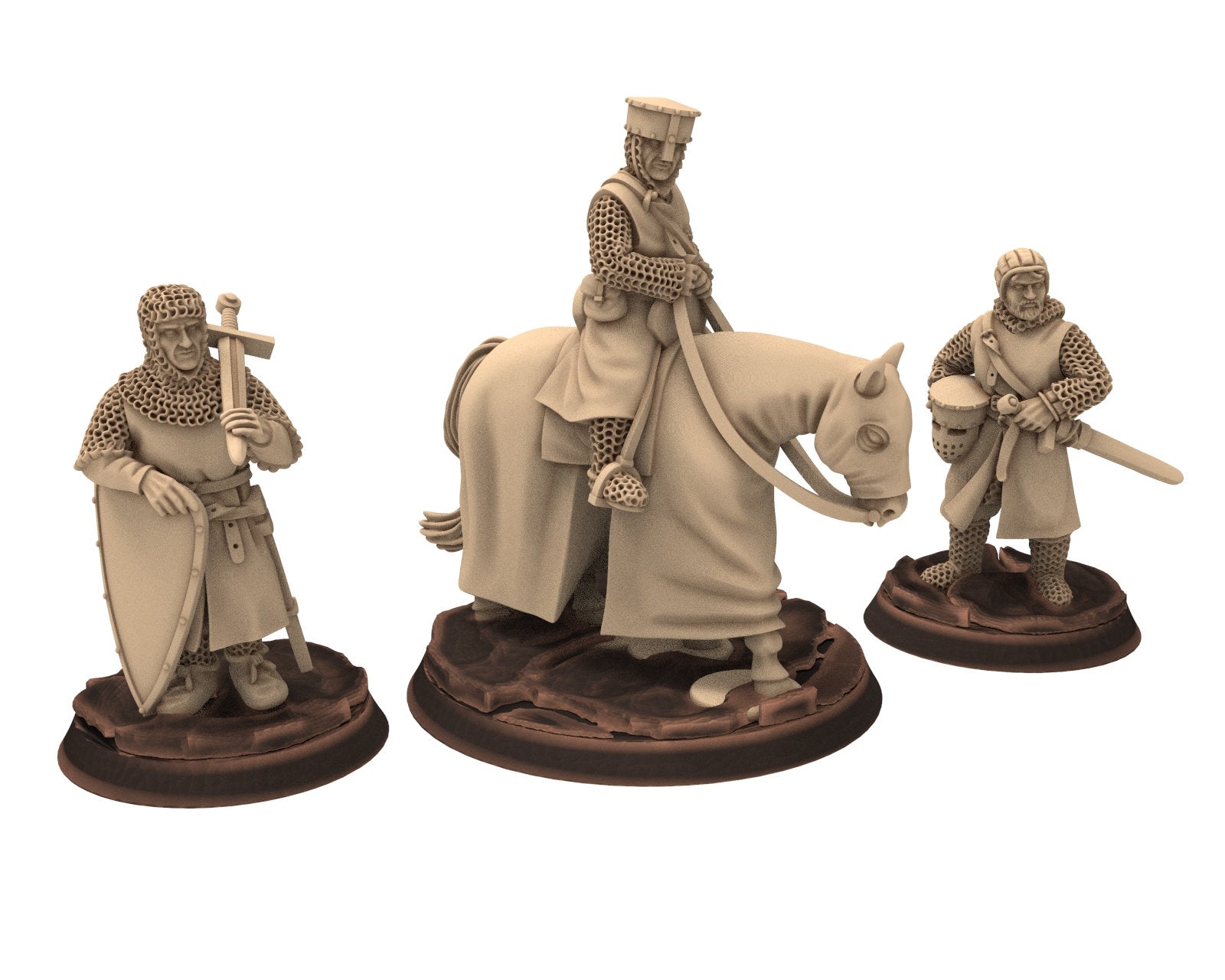 Medieval - Noble Knights foot staff, 13th century Generic Medieval Knights, 28mm Historical Wargame, Saga... Medbury miniatures